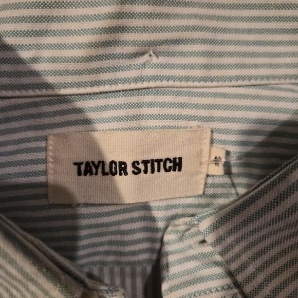 Taylor Stitch Green and White Striped Casual Shirt 40 - Picture 3 of 4